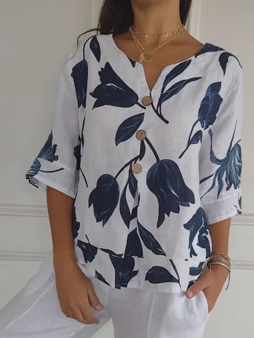 Lara | Printed V-neck Tunic Top