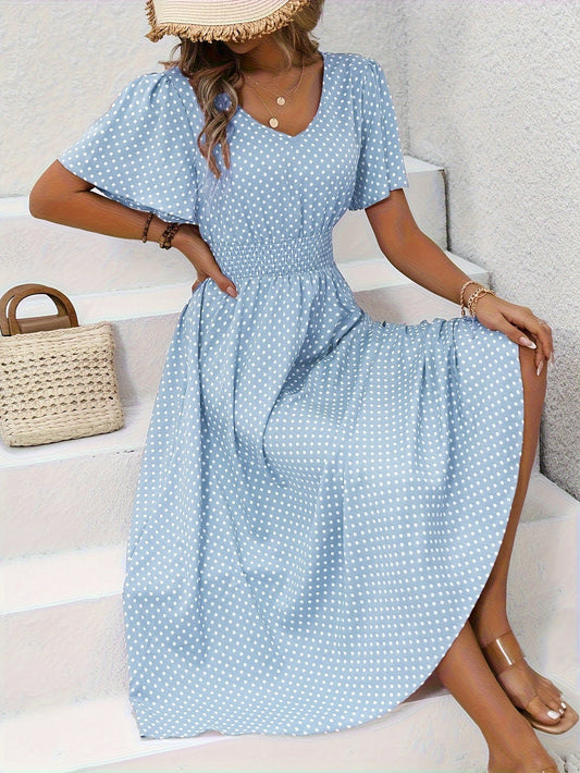 Nathalie | Polka Dot Midi Dress