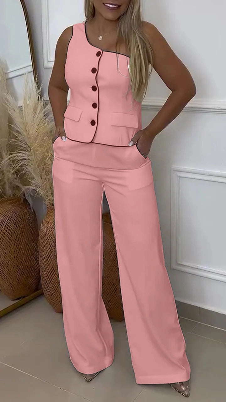 Maxine | Sleeveless Top + Wide Leg Trousers Set