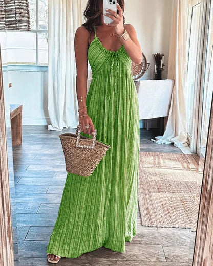 Wendy | Sleeveless Print Tie Pleated Dress