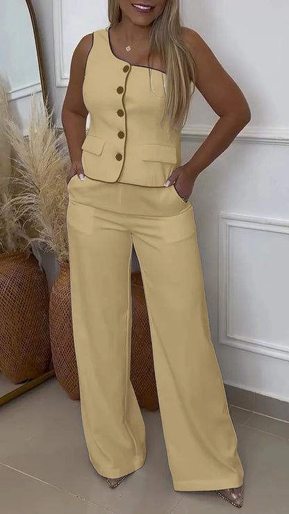 Maxine | Sleeveless Top + Wide Leg Trousers Set