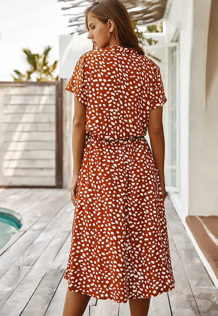 Amiya | Printed Button-Up Midi Dress