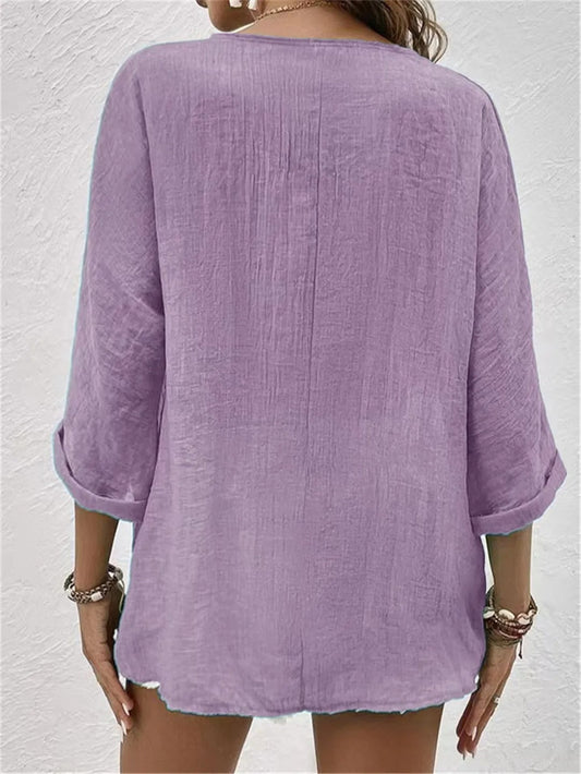Marley – Lightweight V-Neck Button Top