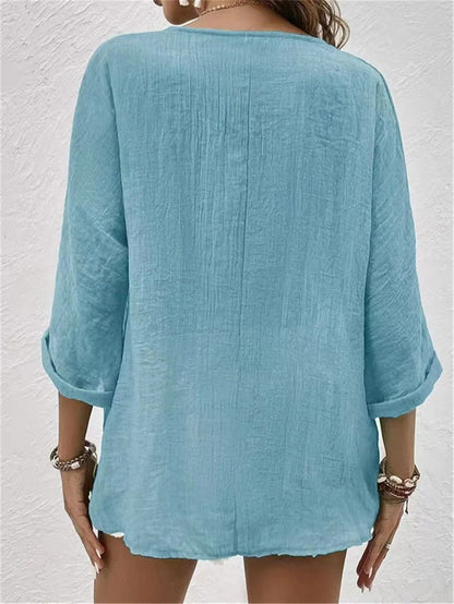 Marley – Lightweight V-Neck Button Top