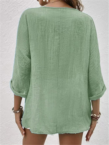Marley – Lightweight V-Neck Button Top