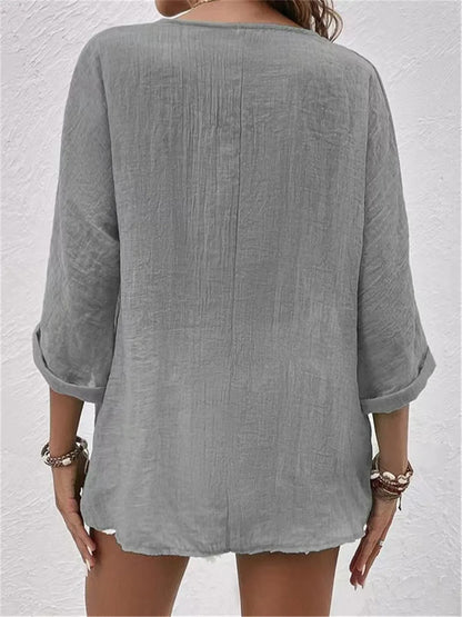 Marley – Lightweight V-Neck Button Top
