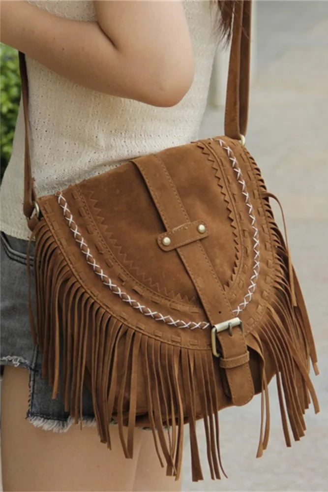 Essentials Loft™ | Brown Western Cowboy Style Fringe Crossbody Bag