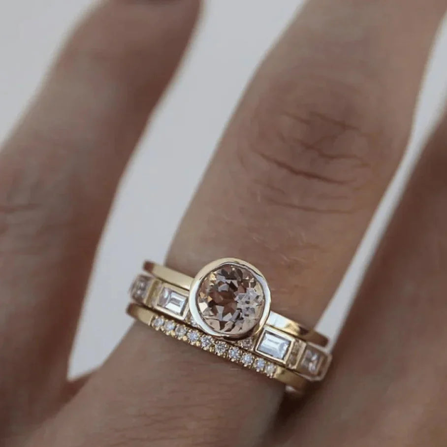 Aleah | Elegant Inlaid Crystal Gold Ring