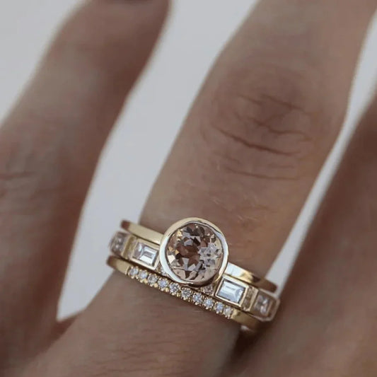 Aleah | Elegant Inlaid Crystal Gold Ring