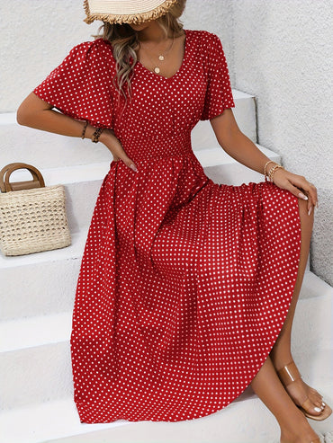 Nathalie | Polka Dot Midi Dress