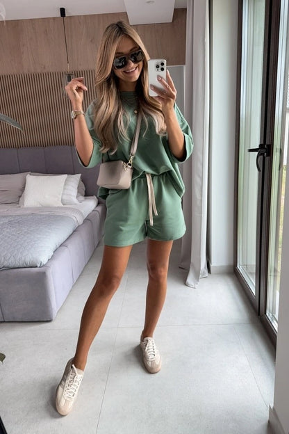Amanda | Solid Color Cotton Linen Casual Shorts Suit