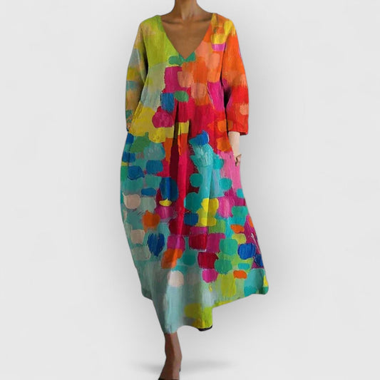 ANASTASIA | COLOURFUL V-NECK DRESS