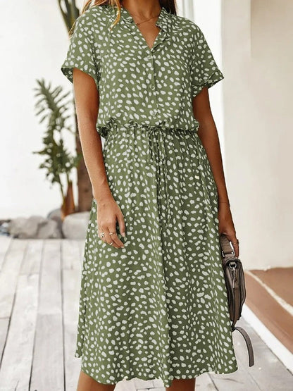 Amiya | Printed Button-Up Midi Dress