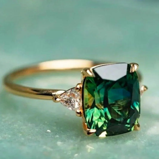 Orlena - Green Zirconia Ring in Gold