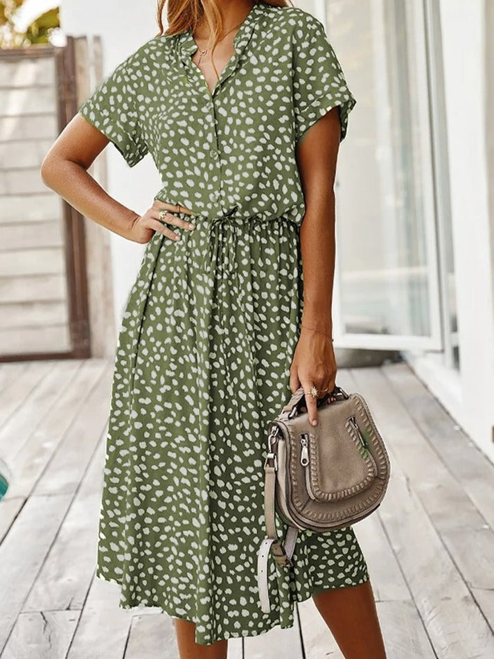 Amiya | Printed Button-Up Midi Dress