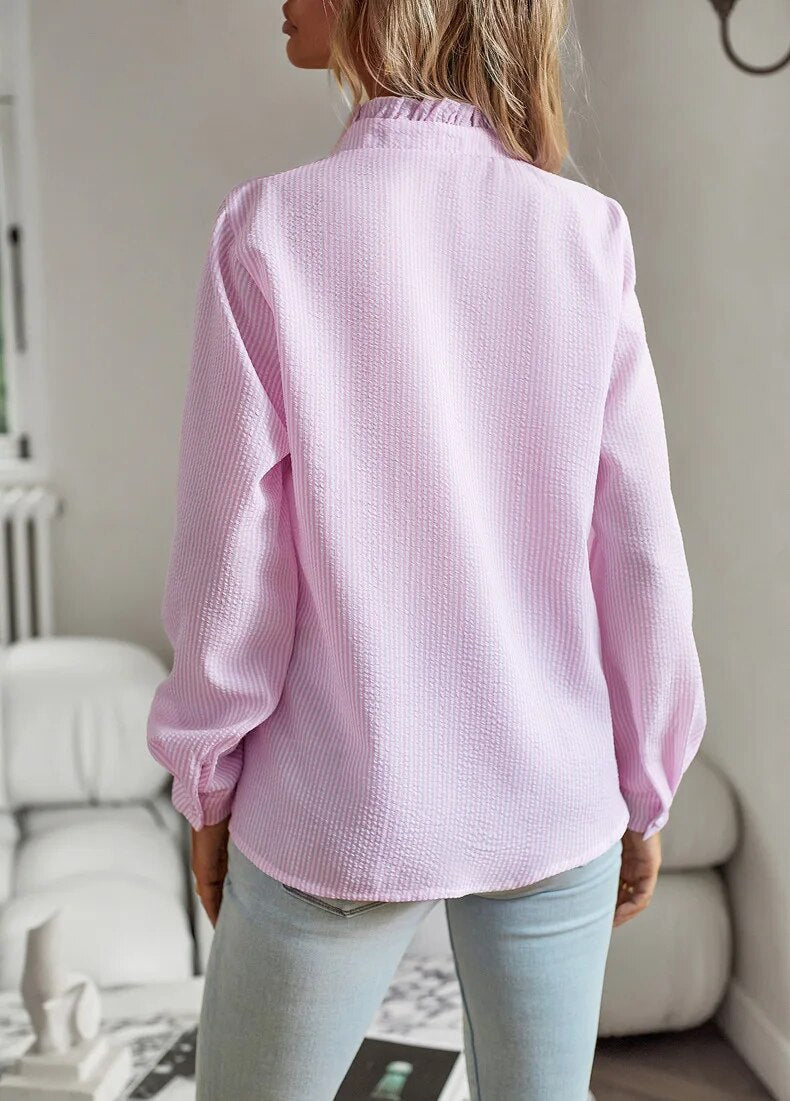 Lang – Textured Ruffle Collar Blouse