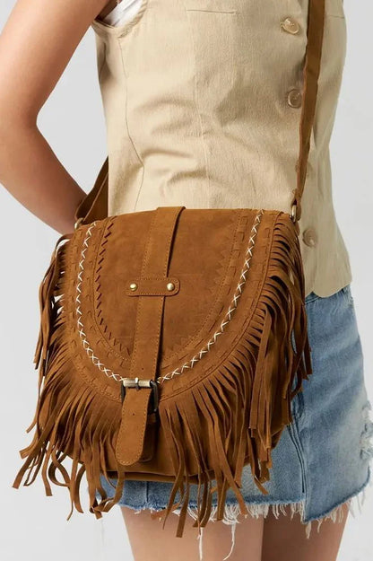 Essentials Loft™ | Brown Western Cowboy Style Fringe Crossbody Bag