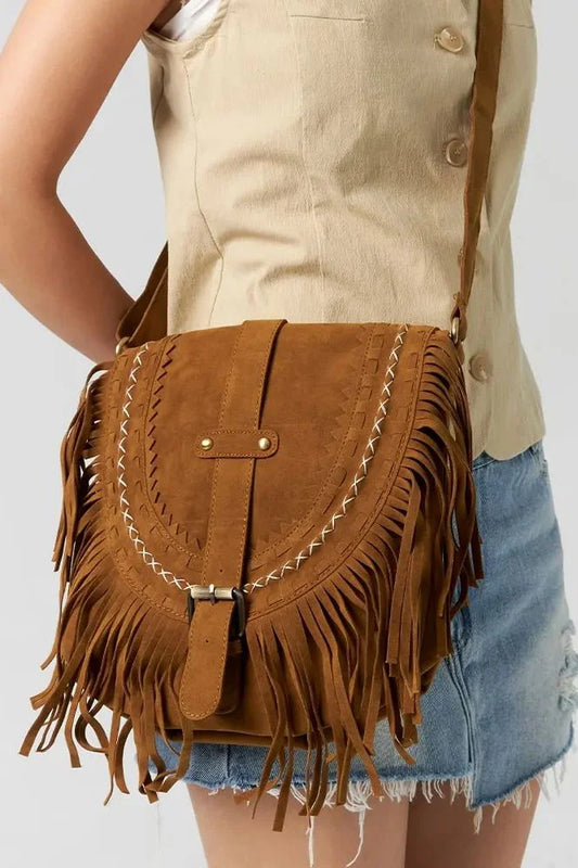 Essentials Loft™ | Brown Western Cowboy Style Fringe Crossbody Bag