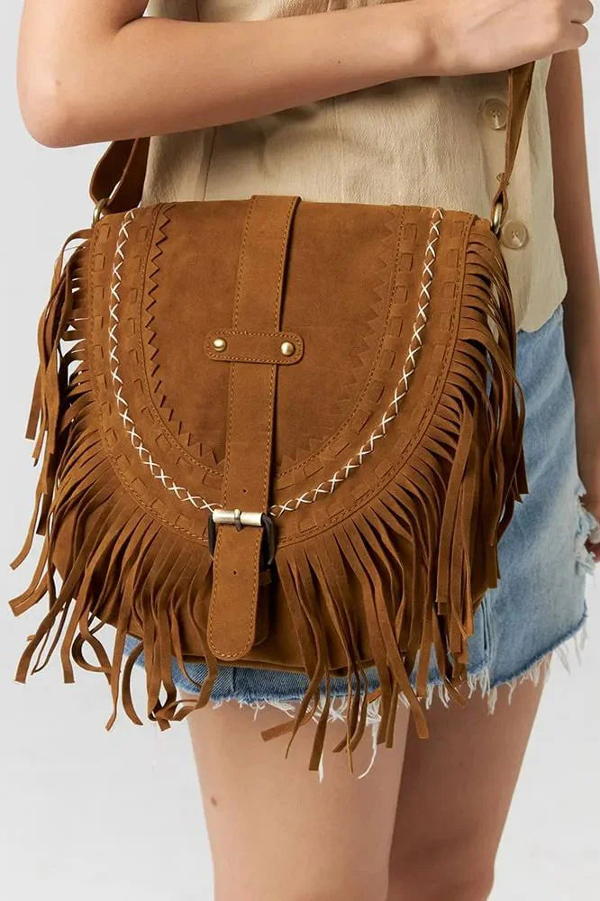 Essentials Loft™ | Brown Western Cowboy Style Fringe Crossbody Bag