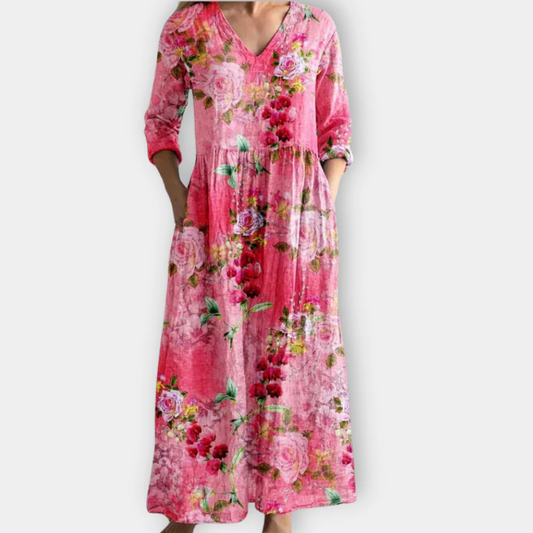 Adeen – Floral V-Neck Maxi Dress