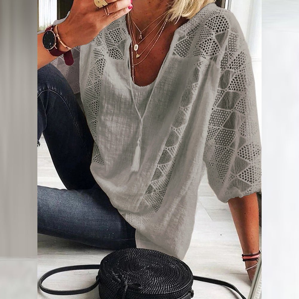 Sherry - Boho Crochet-Detail Blouse