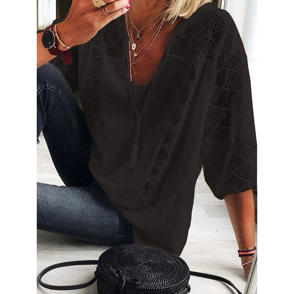 Sherry - Boho Crochet-Detail Blouse