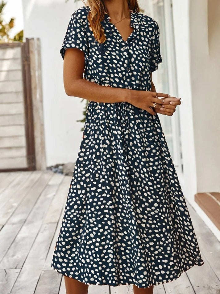 Amiya | Printed Button-Up Midi Dress