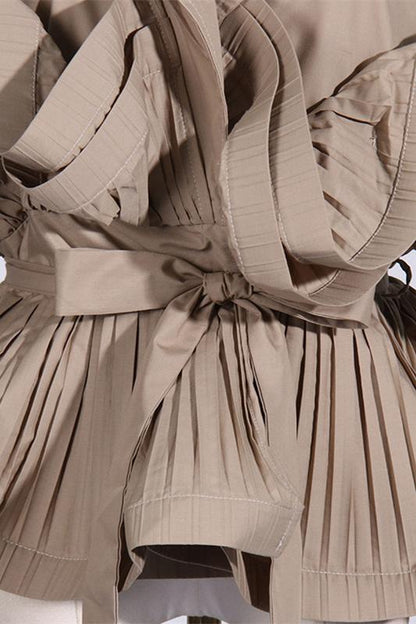 Suzanne | Lapel Collar Ruffle Polyester Top