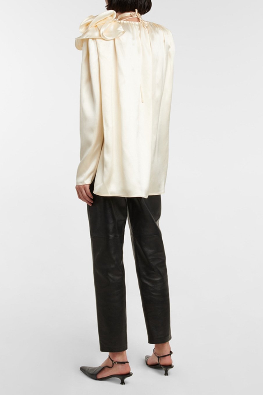 Lorraine | Flower Satin Flowy Blouse