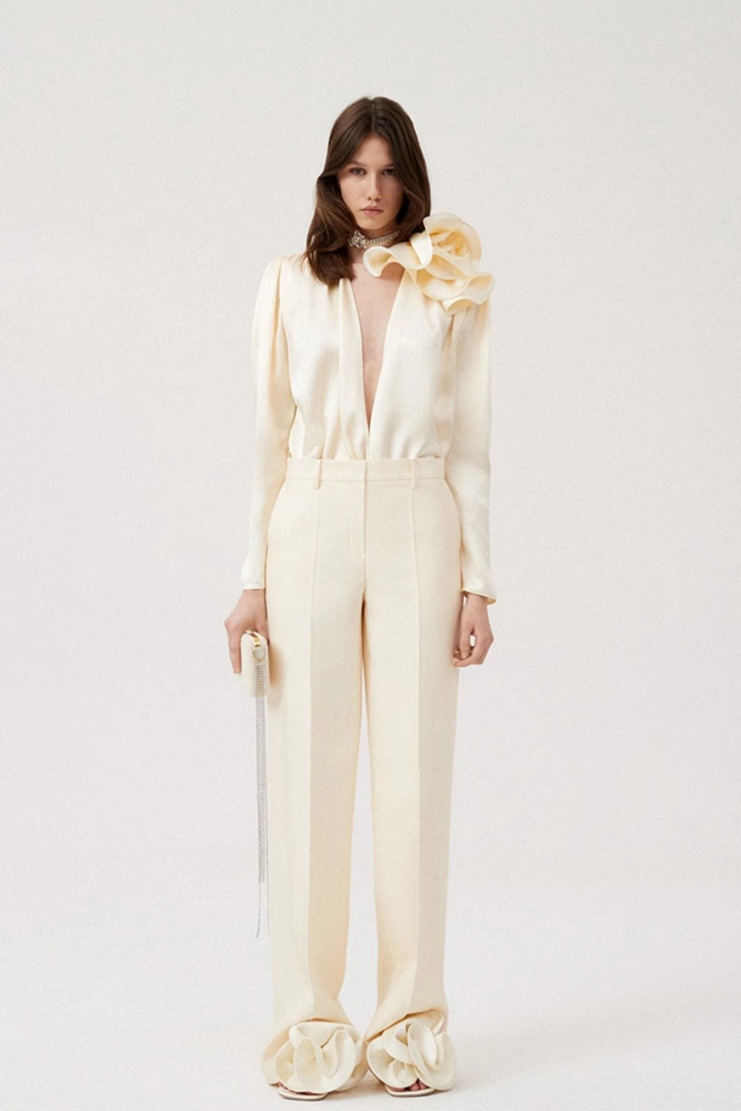 Lorraine | Flower Satin Flowy Blouse