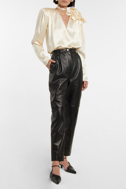Lorraine | Flower Satin Flowy Blouse