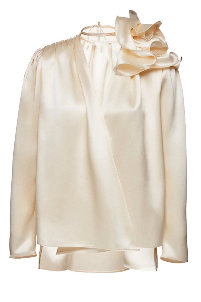 Lorraine | Flower Satin Flowy Blouse