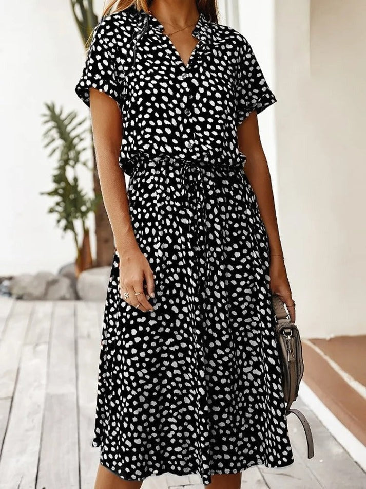 Amiya | Printed Button-Up Midi Dress
