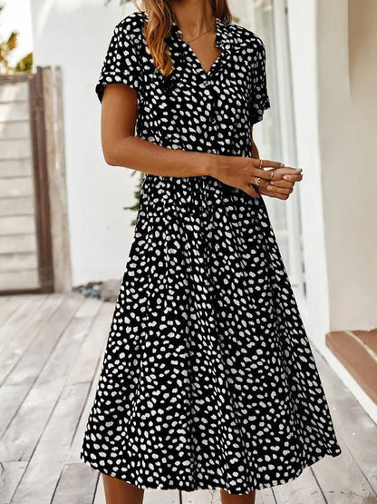 Amiya | Printed Button-Up Midi Dress