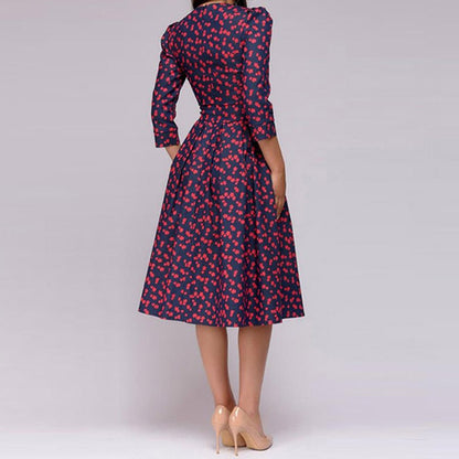 Moira | Elegant Midi Dress with Floral Design