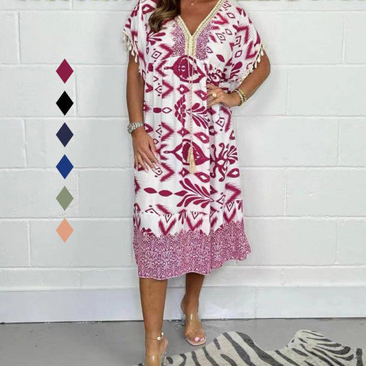 Caroline – Printed Casual Dress With V-Neckline