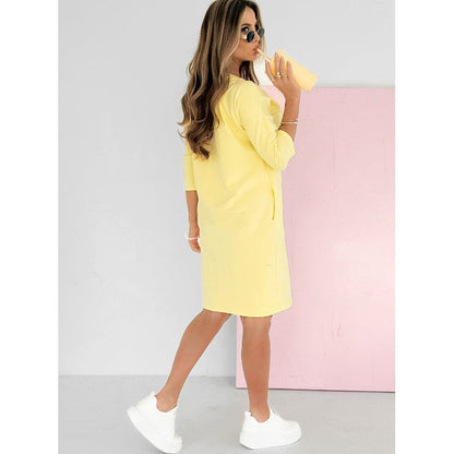 Camille – Round Neck 3/4 Sleeve Dress with Pockets
