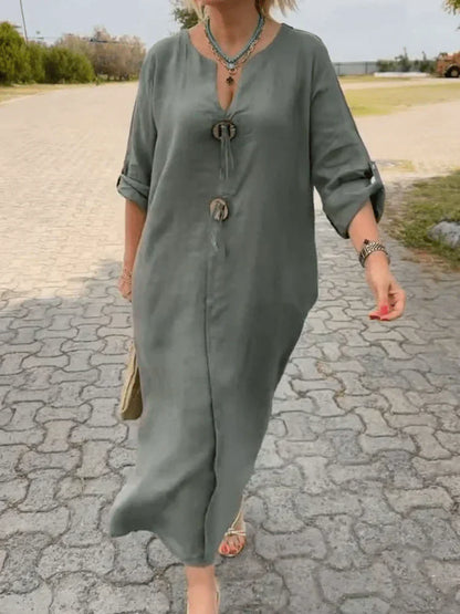 Teigan – Statement Button Maxi Dress