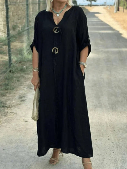 Teigan – Statement Button Maxi Dress