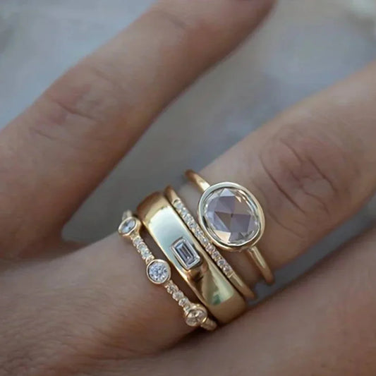 Destiny | Vintage Gold & Zirconia Ring Set