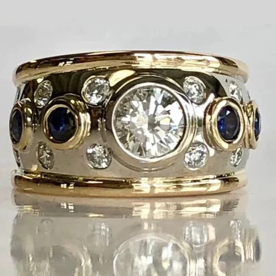 Edna – Vintage Gold colour Inlaid Zirconia Ring