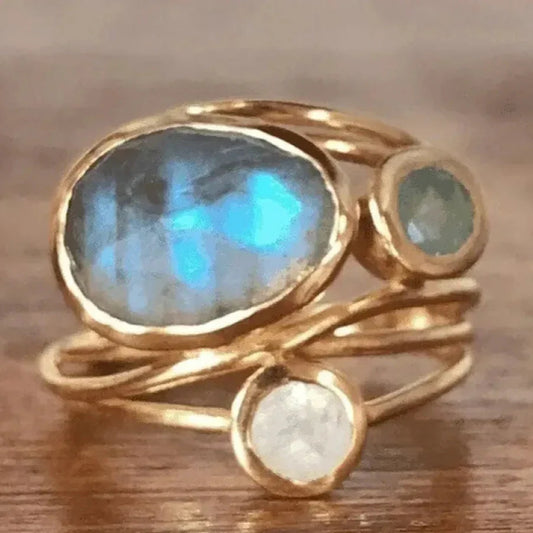 Charisma – Vintage Inlaid Blue Moonstone Ring